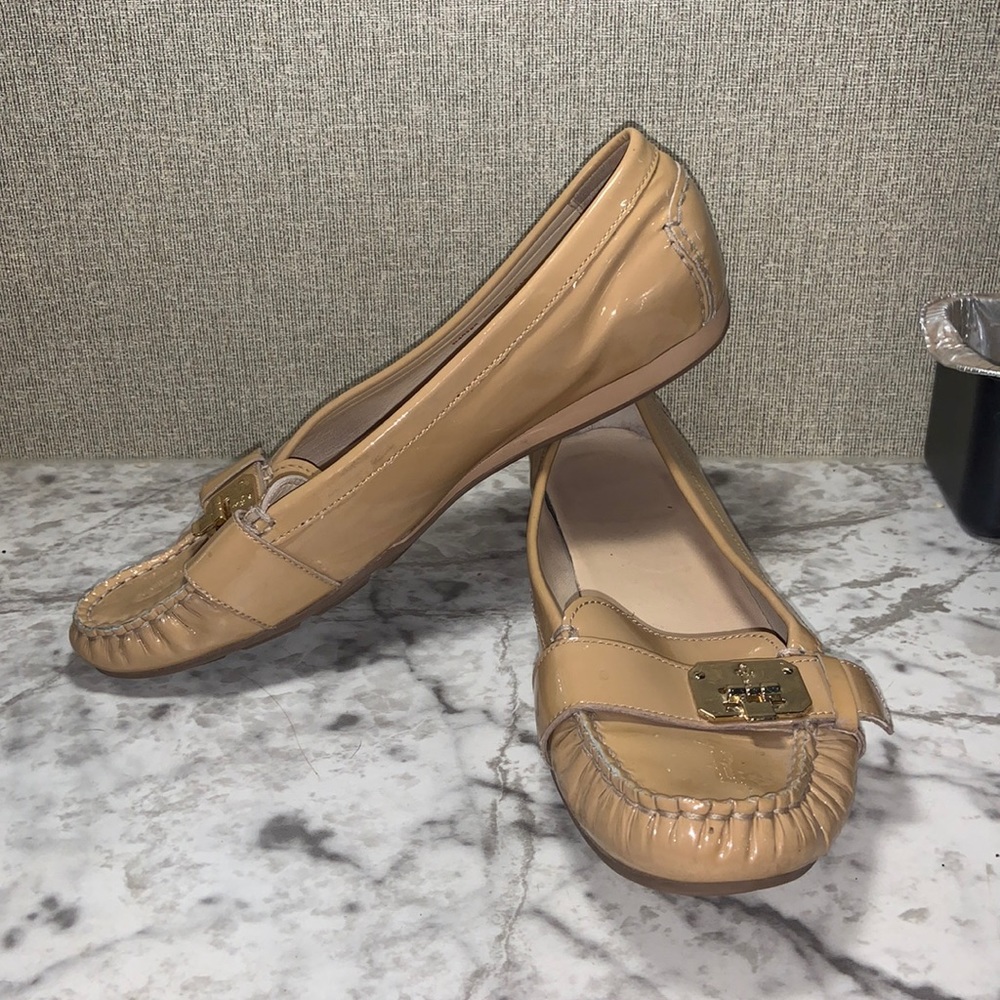 COLE HAAN tali lock moc loafer flat nude leather comfort 9.5